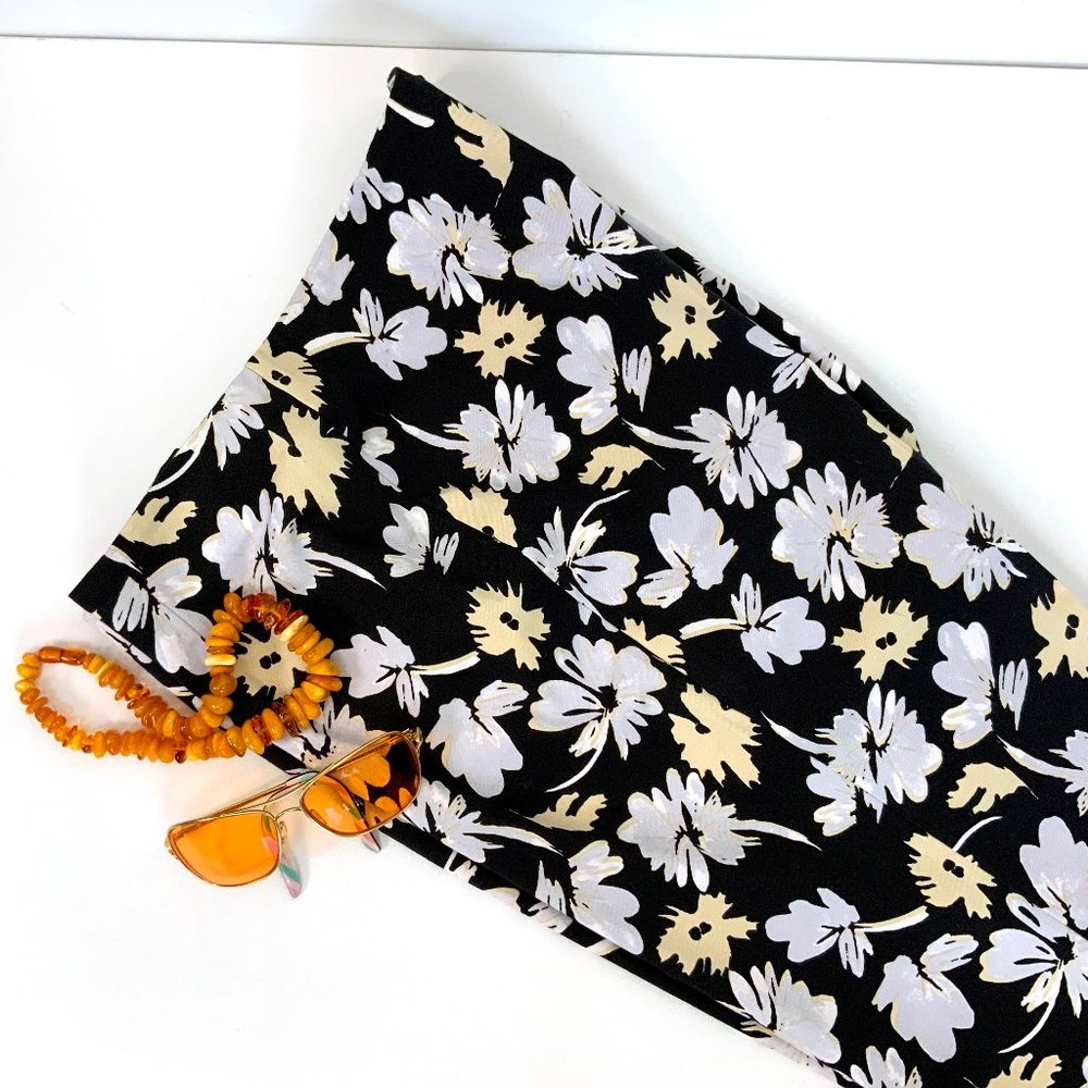 New Saks Fifth Avenue Sport Black Floral Stretch Cotton Cropped Pants Sz 14 - Picture 10 of 16